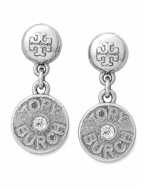 Tory Burch Crystal Logo Drop Earrings